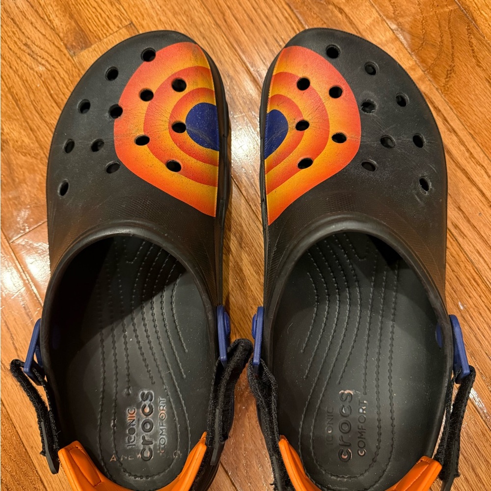 Crocs Men’s TOONS Black and Orange Shoes
